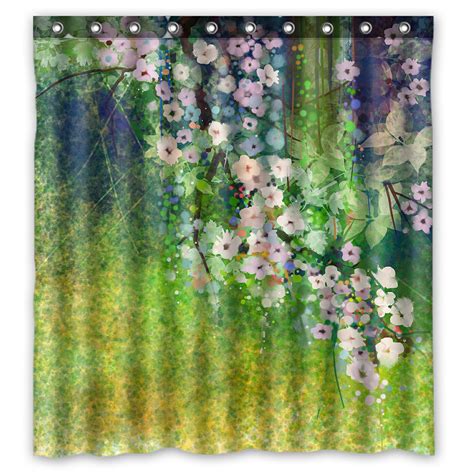 Phfzk Abstract Floral Design Shower Curtain Watercolor Painting