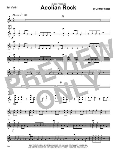 Jeffrey Frizzi Aeolian Rock 1st Violin Sheet Music Pdf Notes