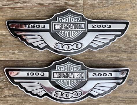 Rare Oem Harley 2003 100th Anniversary Tank Emblems Badges Medallions 2
