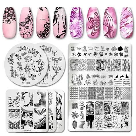 Flower Nail Stamping Plates Line Nail Art Plate Stamp Template Marble
