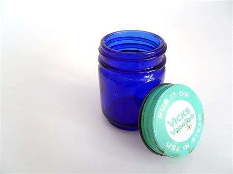 Cobalt Blue Glass Jar Vicks Vaporub Blue Glass Jar Blue Glass