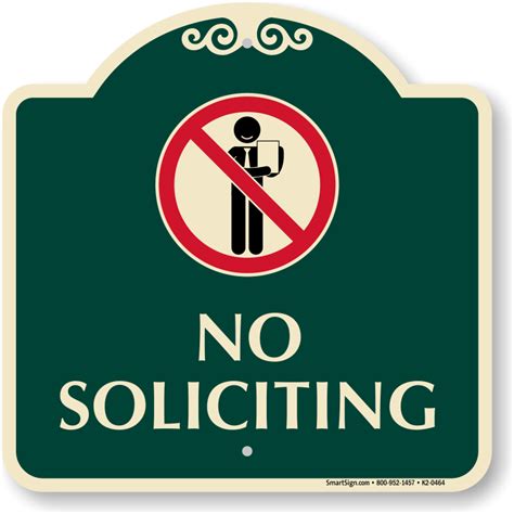 No Soliciting Signature Sign Sku K2 0464