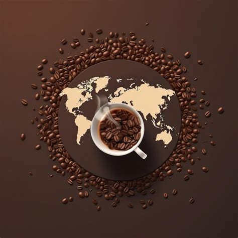Premium Ai Image Coffee Beans Coffee Cup World Map Illustration