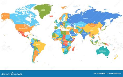 Colored World Map With Names