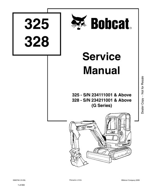 Bobcat Hydraulic Excavator G Series Service Repair Manual