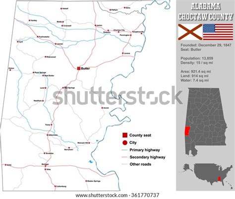 Large Detailed Map Infos About Choctaw Stock Vector Royalty Free
