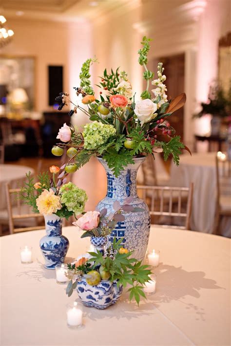 Blue And White Porcelain Vase Centerpieces Blue Vases Wedding Blue
