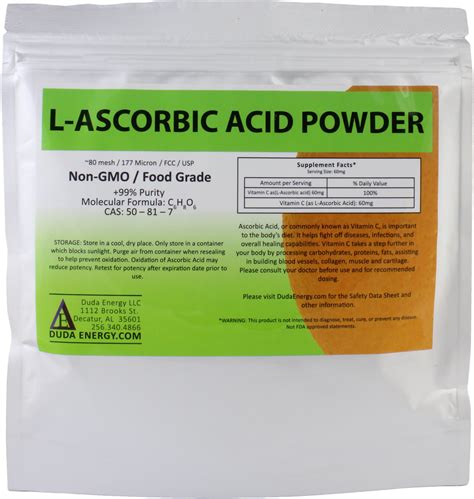 8 Oz Bag Of L Ascorbic Acid Powder 99 Food Grade Usp36bp2012