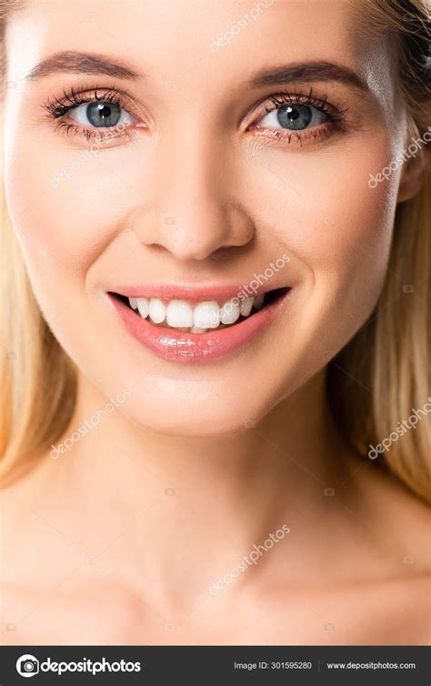 Naked Smiling Blonde Woman White Teeth Stock Photo By Andrewlozovyi