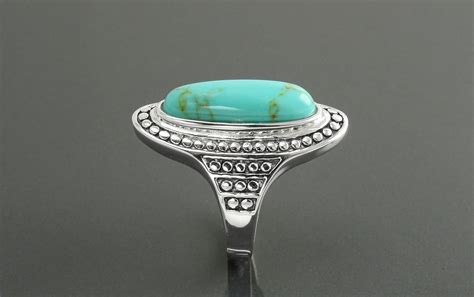 Turquoise Ring Sterling Silver Turquoise Stone Boho Style Ring Long