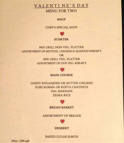 We are sure that you know what your partner likes in terms of setting and stuff but here we can help you cook niceindian dishes to make your romantic candle light dinner a special experience. Happy Valentine's day! Here's the menu for our special ...