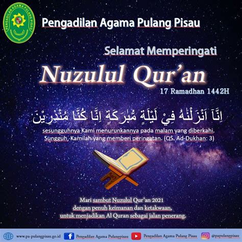 Pengadilan Agama Pulang Pisau Mengucapkan Selamat Memperingati Nuzulul