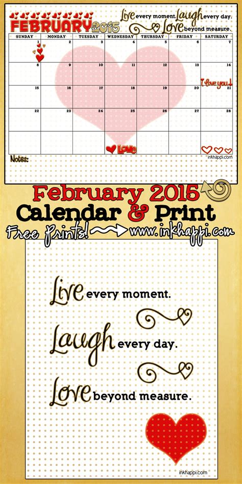 February 2015 Calendar With A Focus On 3 Special Words Inkhappi