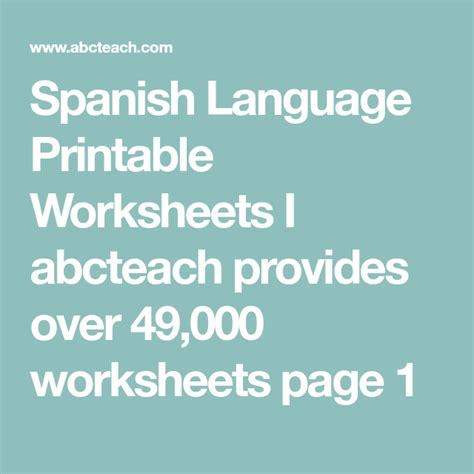 Spanish Language Printable Worksheets I Abcteach Provides Over 49000