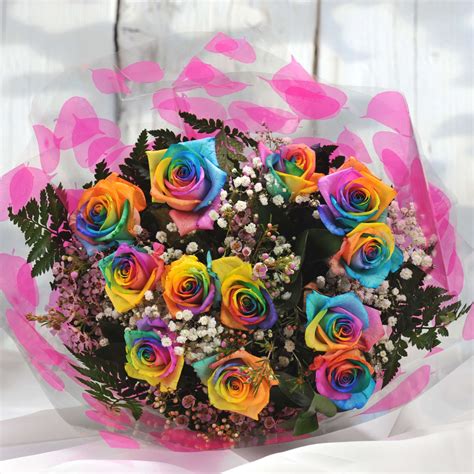 Buy 12 Fresh Rainbow Roses Bouquet Homeland Florists