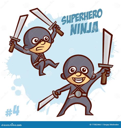 Superhero Ninja Boy Clipart Stock Vector Illustration Of Happy