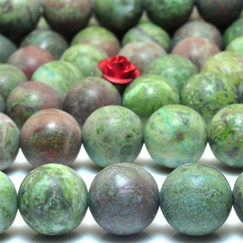 Yesbeads Natural Green Cuprite Jasper Matte Round Beads Rainforest