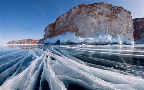 Lake Baikal Ice Landscape Nature Lake Cliff Wallpapers Hd