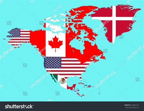 Political Map North America Flags Countries Vector De Stock Libre De