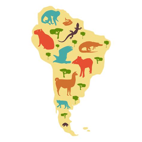 diseño png y svg de mapa ilustrado de américa del sur para camisetas