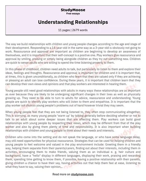 Understanding Relationships Free Essay Example