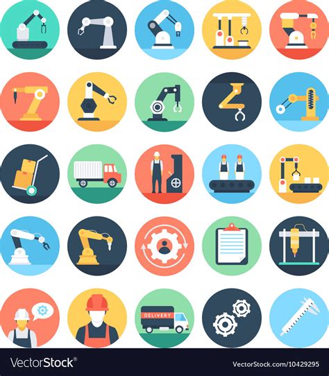 Factory Manufacturing Production Icons 1 Vector Image