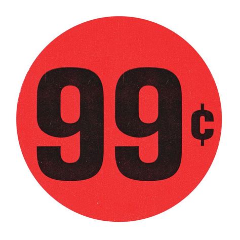 Red 99¢ Large Price Point Price Tag Labels Black Imprint 1 12dia