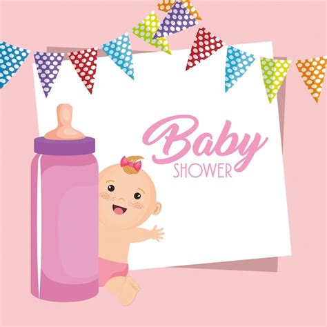 Tarjeta De Baby Shower Con Niña Vector Gratis
