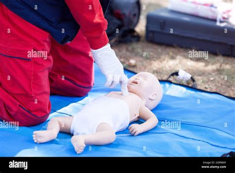 Baby First Aid And Cpr Training Stock Photo Alamy