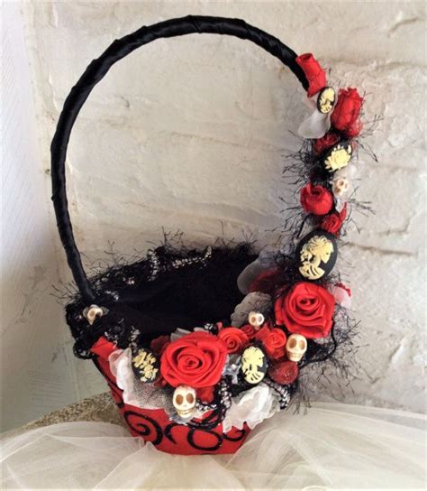 Day of the dead party supplies, crafts and decorations, such as sugar skulls, masks and costumes at low prices from oriental trading. Gothic Wedding Flower Basket-Flower Girls Basket for ...