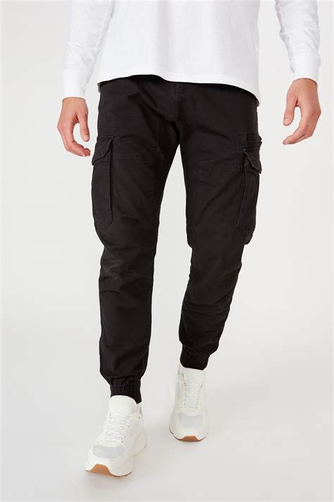 Urban Jogger True Black Cargo Cotton On Pants And Chinos
