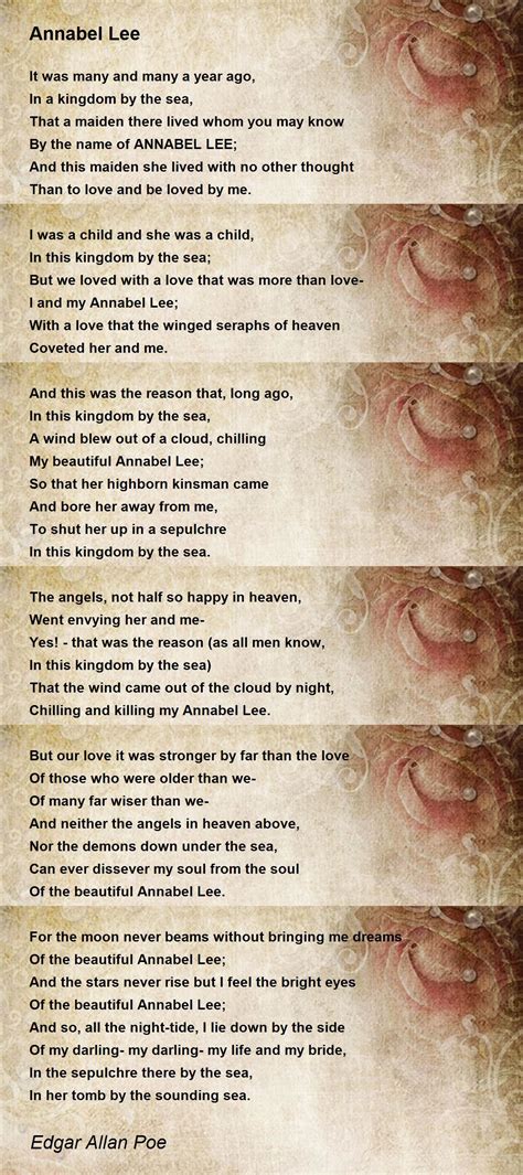 Annabel Lee Annabel Lee Poem By Edgar Allan Poe