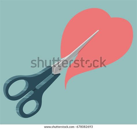 Scissor Cutting Heart Vector Illustration Paper Stock Vector Royalty Free 678082693 Shutterstock