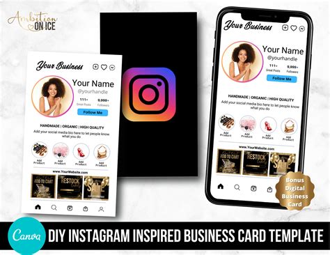 Updated Diy Instagram Profile Business Cards Canva Template Etsy
