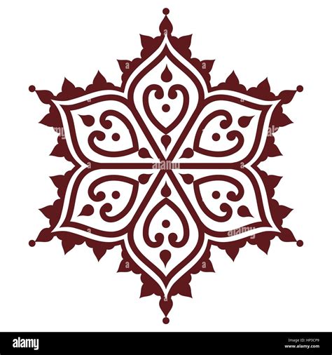 Mehndi Indian Henna Brown Tattoo Design Flower Shape Stock Vector