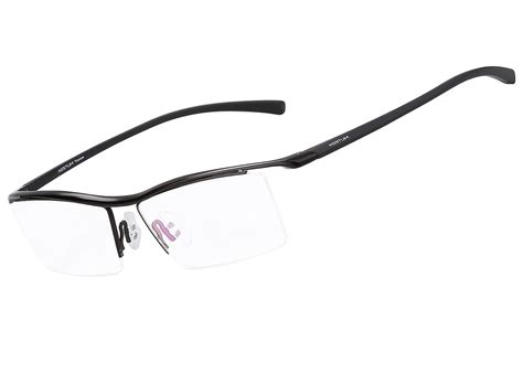 buy agstum pure titanium half rimless business glasses frame optical eyeglasses clear lens