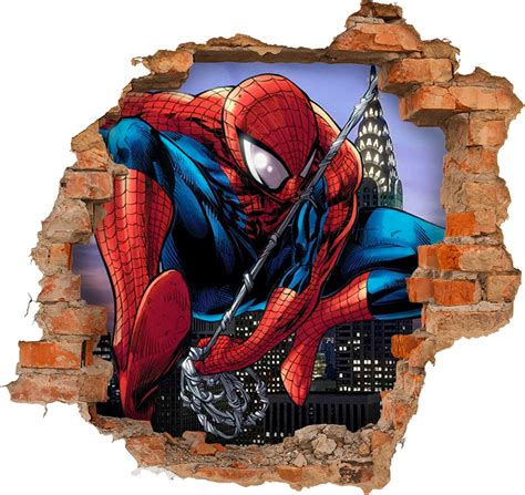 Spiderman Through The Wall 3d Sticker Tenstickers