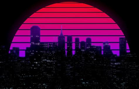 Wallpaper The Sun Night Music The City Star Building Background 80s Neon 80s Synth