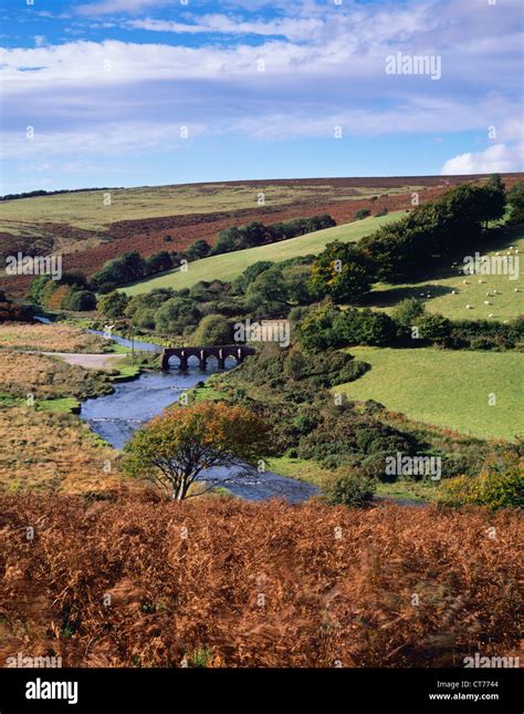 Landacre Bridge Over The River Barle At Withypool Common In Exmoor