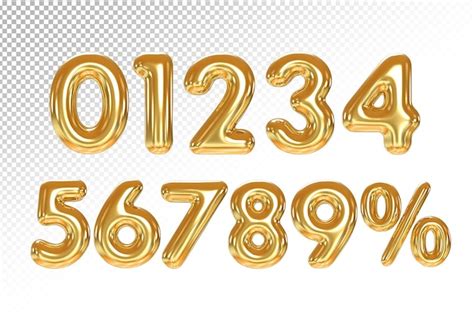 Premium Psd Set Numbers Gold Luxury