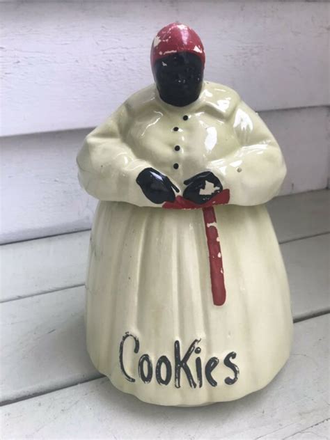 Vintage 1940s Mccoy Mammy Aunt Jemima Cookie Jar Black Americana Green