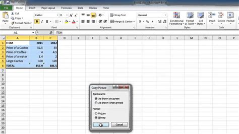 For example, pie charts are good for displaying percentages and line charts are good for displaying data over time. How to Copy Excel 2010 sheet into email - YouTube