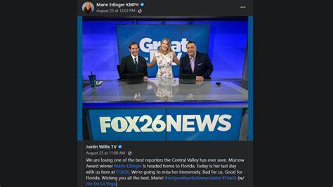 Kmph Fox 26 Loses Reporter Marie Edinger To Fox 35 In Orlando Fresno Bee