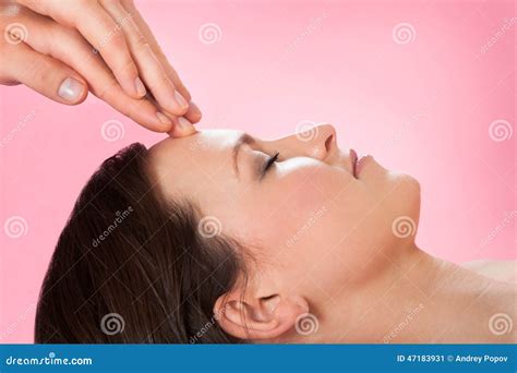 Woman Receiving Head Massage In Spa Stock Image Image Of Leisure