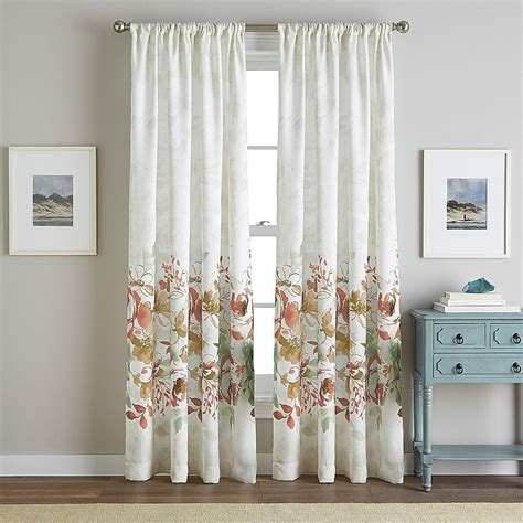 Watercolor Floral Rod Pocket Window Curtain Panel Single Bed Bath