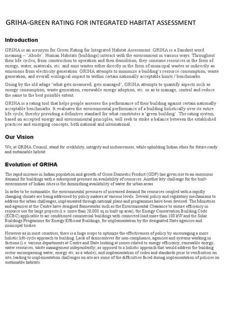 Griha Green Rating For Integrated Habitat Assessment Pdf Green Building Sustainability
