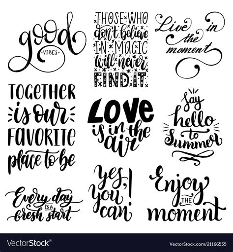 Set Hand Lettering With Motivational Royalty Free Vector