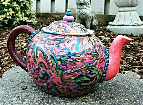 Unique Handmade Teapot Bright Colorful By Hbbhartisanjewelry