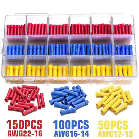 300pcs Insulated Straight Wire Butt Connector Electrical Crimp