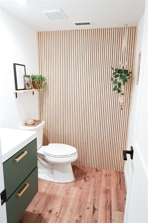Wood Slat Wall Modern Bathroom Small Bathroom Makeover Wood Slat